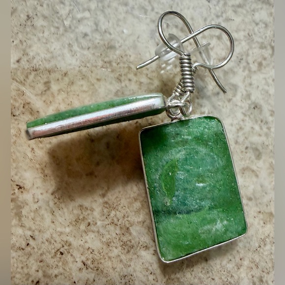 Ruby Zoisite Drop Earrings Set in .925 Sterling Silver_Handcrafted in USA - Picture 3 of 4